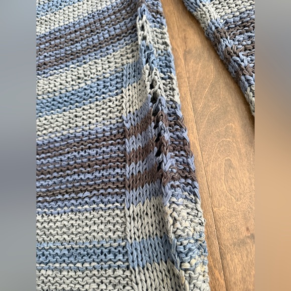 FREE PEOPLE Women’s Open Knit Scoop Neck Blue/Grey Sweater Size Small - Picture 10 of 11
